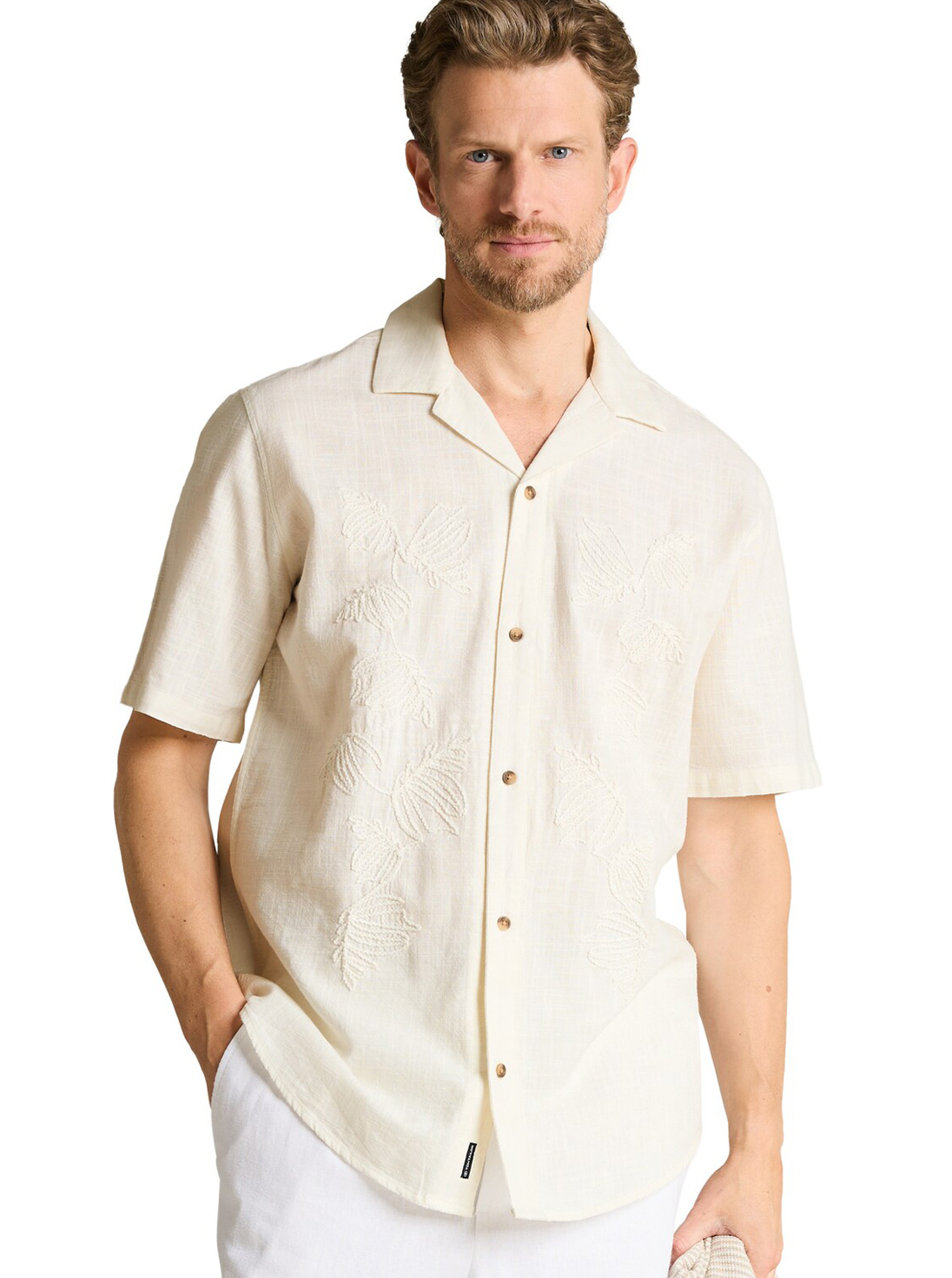 Tom Tailor Wit Embroidered Shirt - 1049607