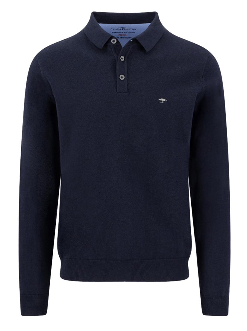 Fynch Hatton Blauwe gebreide Polo - SFPK242