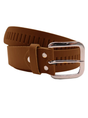 Leren riem met sleufperforatie