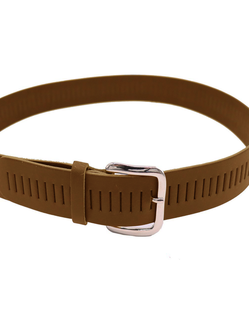 Leren riem met sleufperforatie