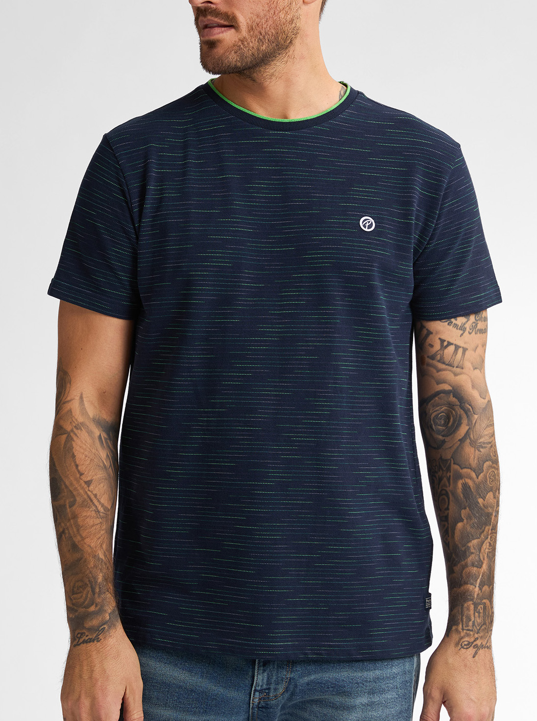 Petrol Industries Gestreept Ronde hals Shirt - M-1050-TSR635