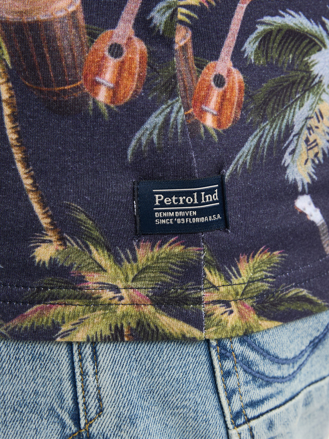 Petrol ind. Gebloemd Heren T-shirt - M-1050-TSR672