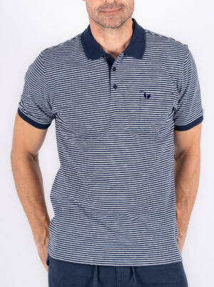 Pre-End Donkerblauw Gestreept Poloshirt - 27-100474