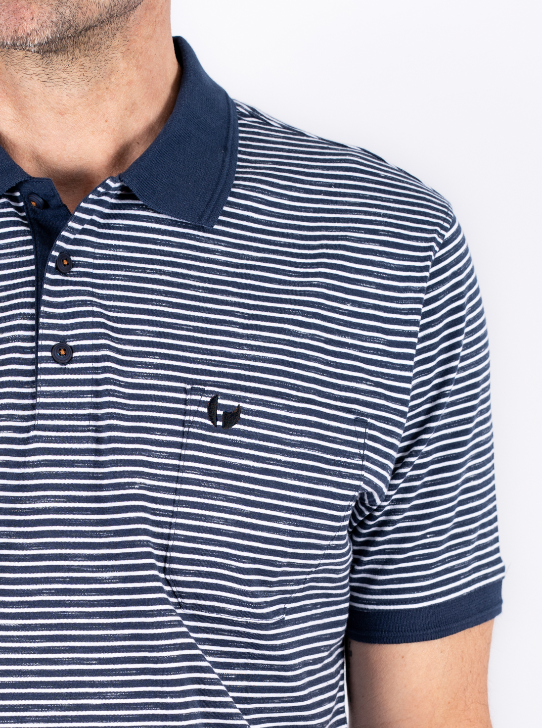 Pre-End Donkerblauw Gestreept Poloshirt - 27-100474