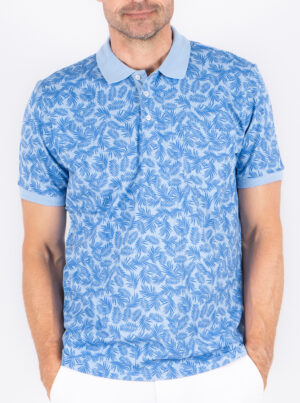Pre End Lichtblauw Gebloemde Polo - 27-100473