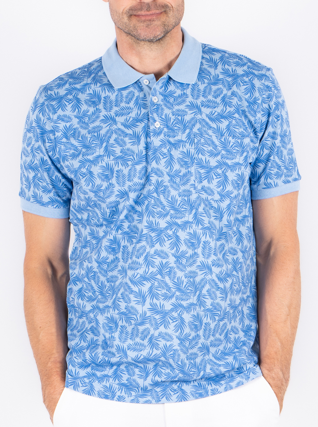 Pre End Lichtblauw Gebloemde Polo - 27-100473