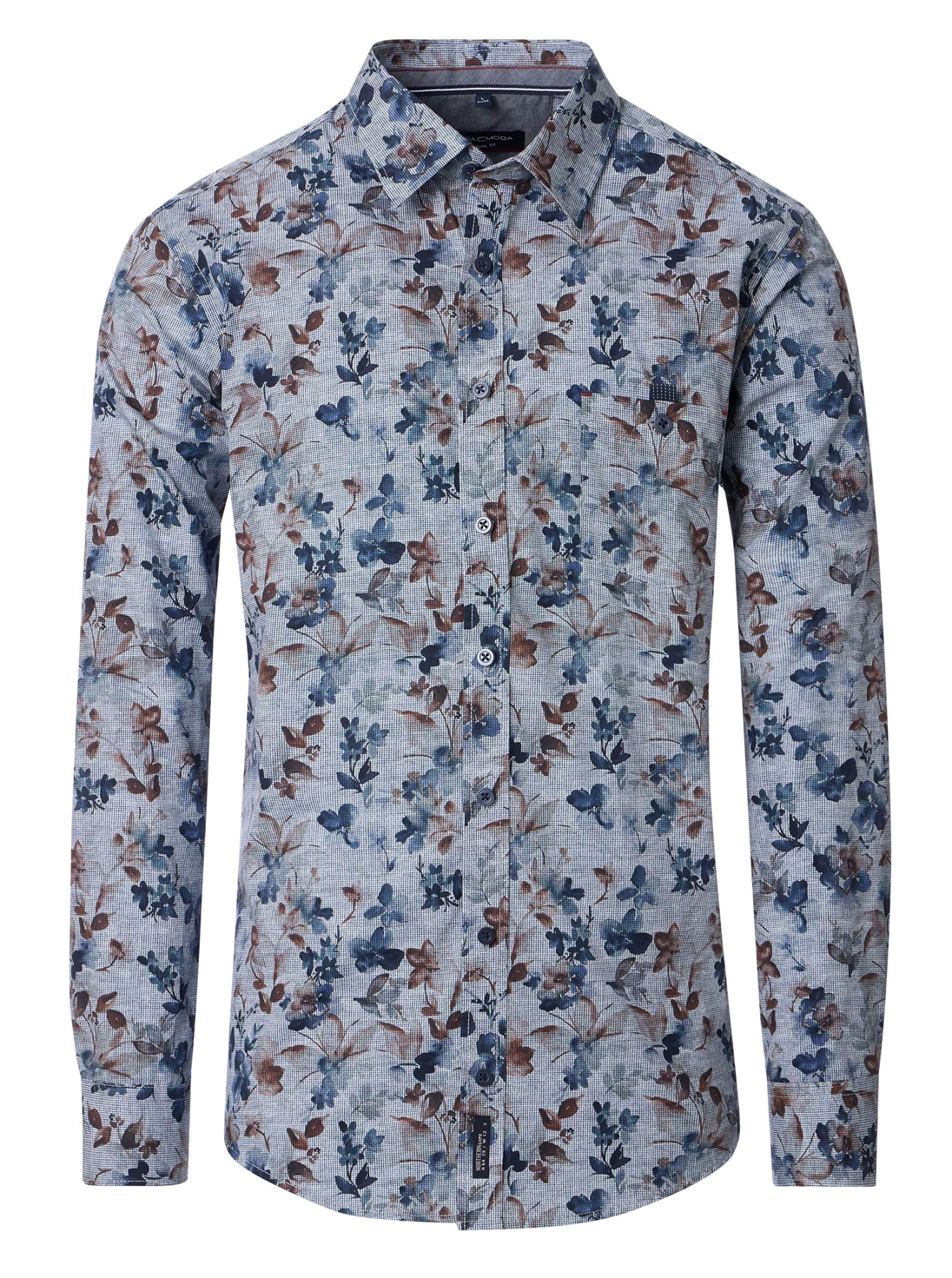 Casa Moda Blauw Gebloemd Overhemd - 454483100