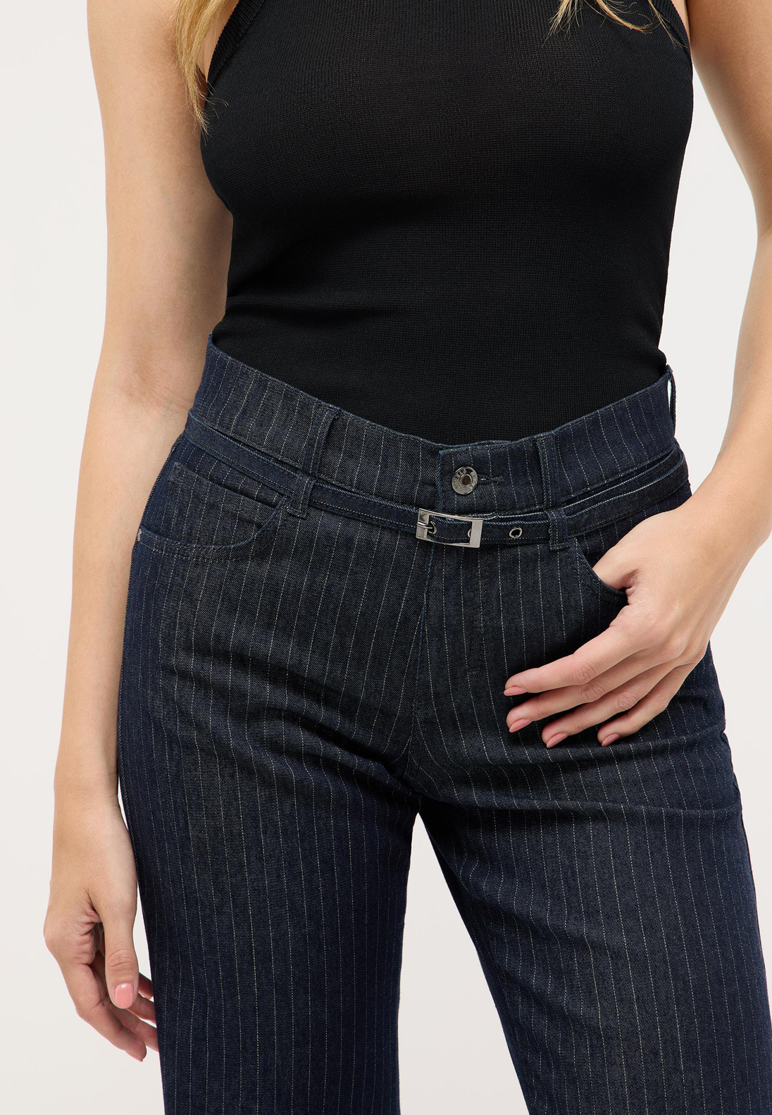 Angels Gestreepte Wide Leg Jeans - Liz Belt-247-2565