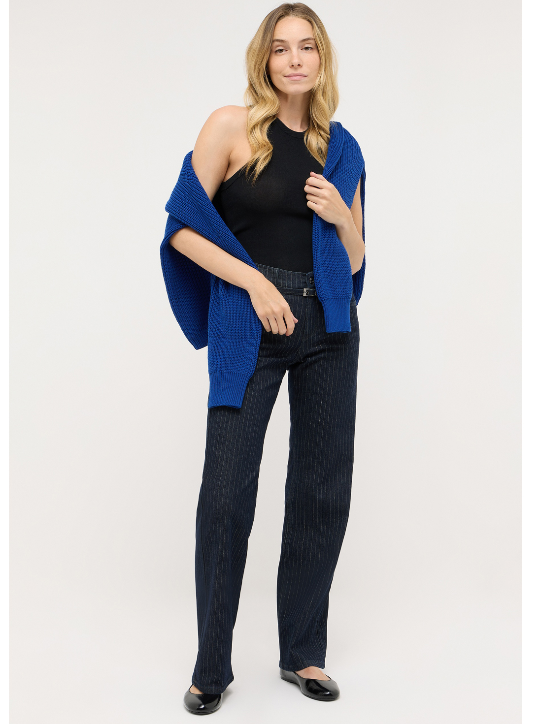 Angels Gestreepte Wide Leg Jeans - Liz Belt-247-2565