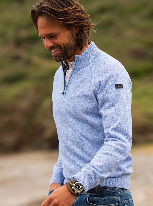 NZA Licht-Blauwe Half Zip trui - 26AN423