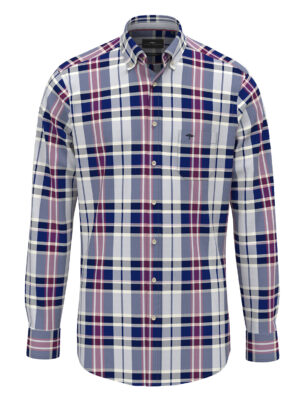 Fynch Hatton Casual Blauw Geruit Overhemd - 1512-8110