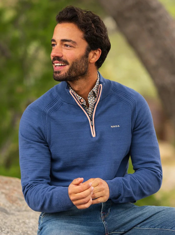 NZA Blauwe Half-zip Trui - 26AN406