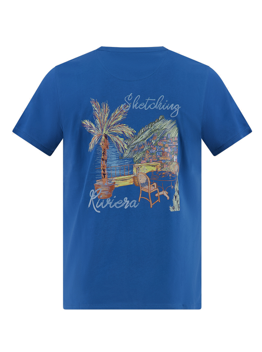 A Fish Named Fred Blauw T-shirt met Backprint - 33.406