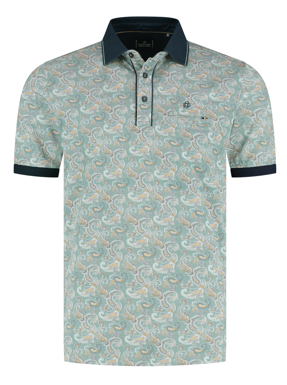 Fellows United Groen Poloshirt met Paisley dessin - 61.3629.175