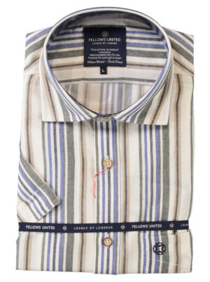 Fellows United Gestreept Korte mouw Shirt - 61.6632.173