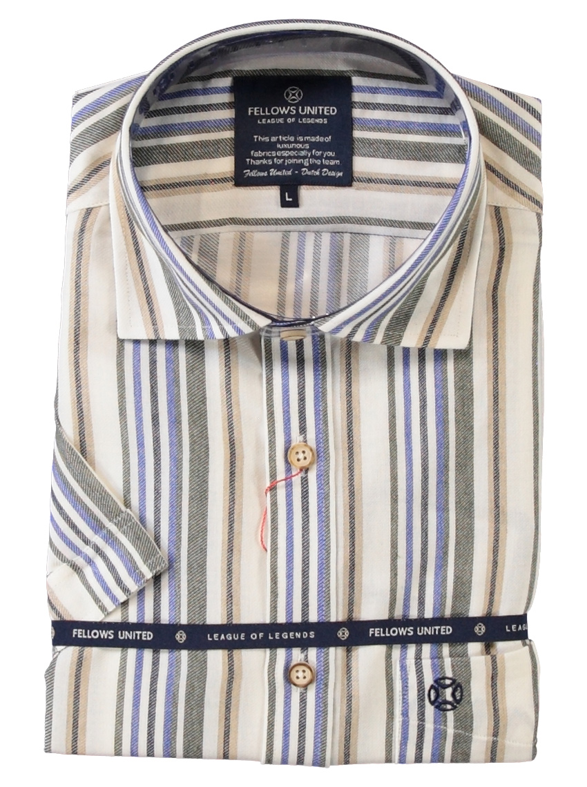 Fellows United Gestreept Korte mouw Shirt - 61.6632.173