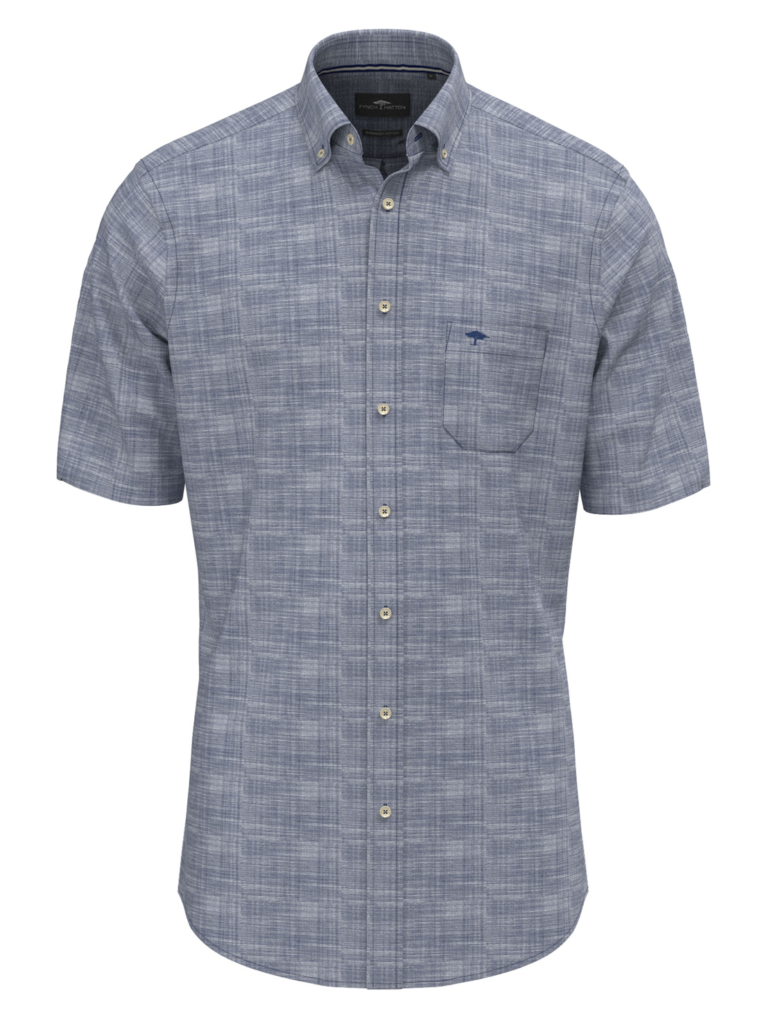 Fynch Hatton Blauw Linnen-look Overhemd - 1604-8091