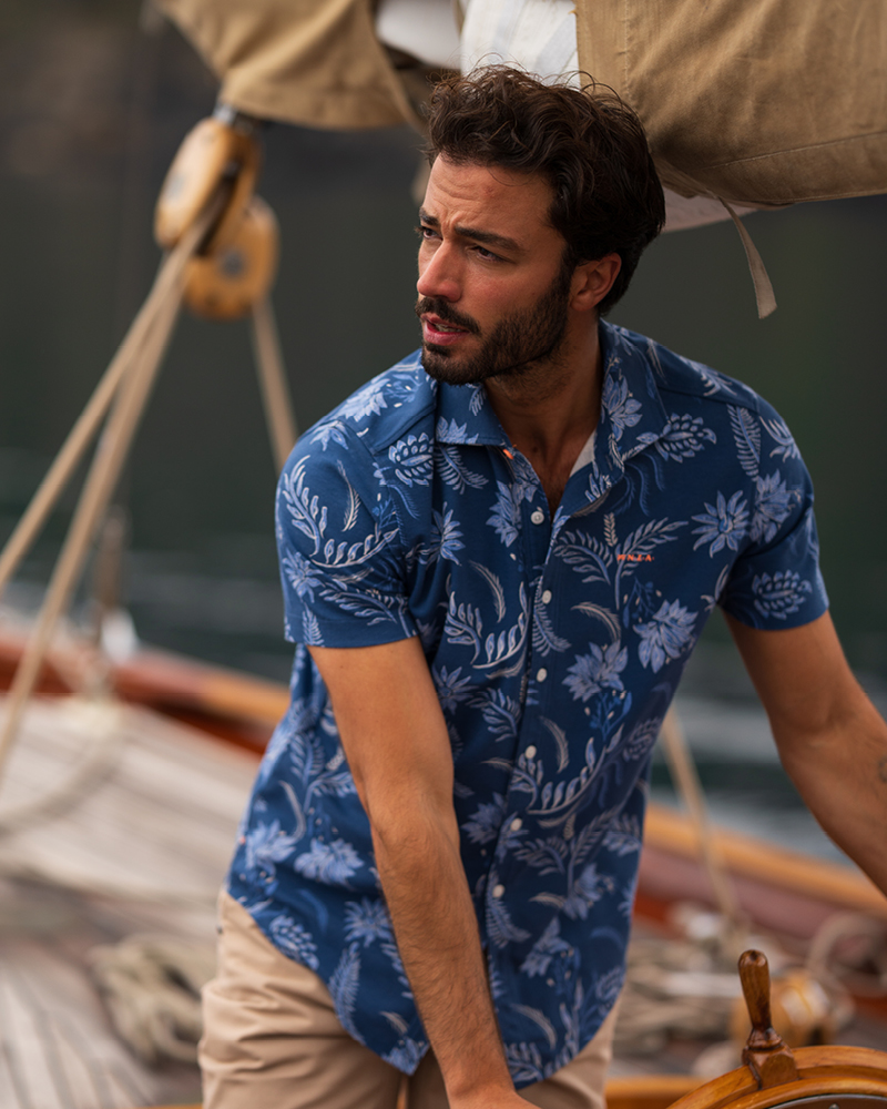 NZA Gebloemd Navy Korte mouw Shirt - 26CN588S