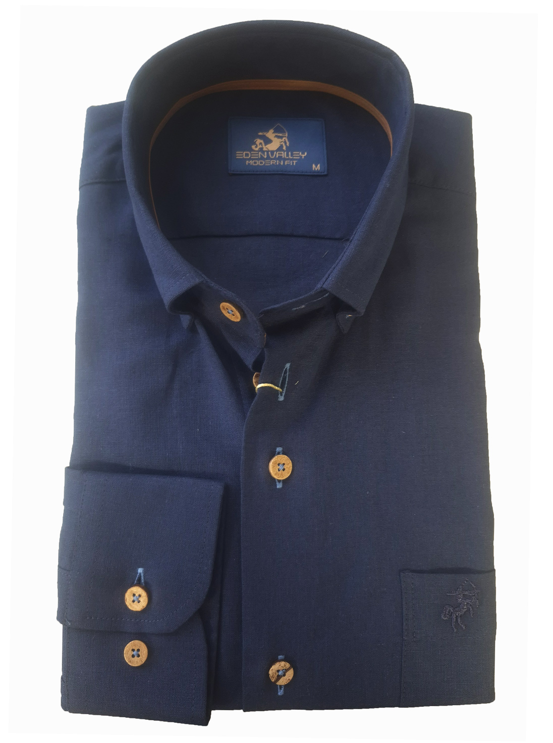 Eden Valley Blauw Linnen Lange mouw Overhemd - 216244-39-M