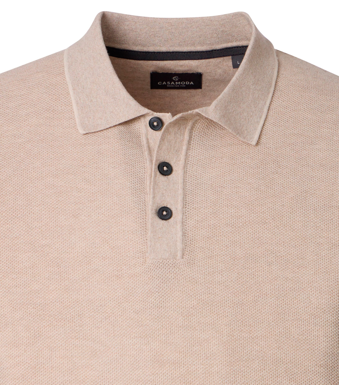 Casa Moda Zandkleurige Gebreide Polo - 126320001