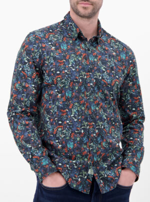 LERROS Blauw Gebloemd Overhemd - 25D1405
