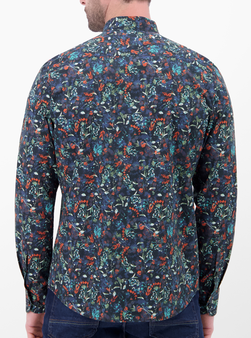 LERROS Blauw Gebloemd Overhemd - 25D1405