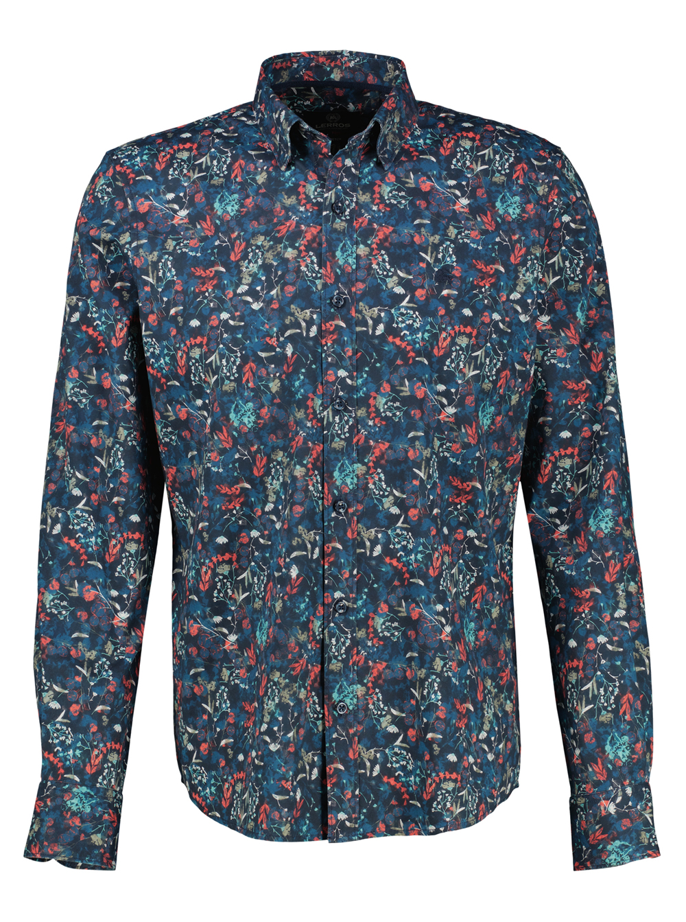 LERROS Blauw Gebloemd Overhemd - 25D1405