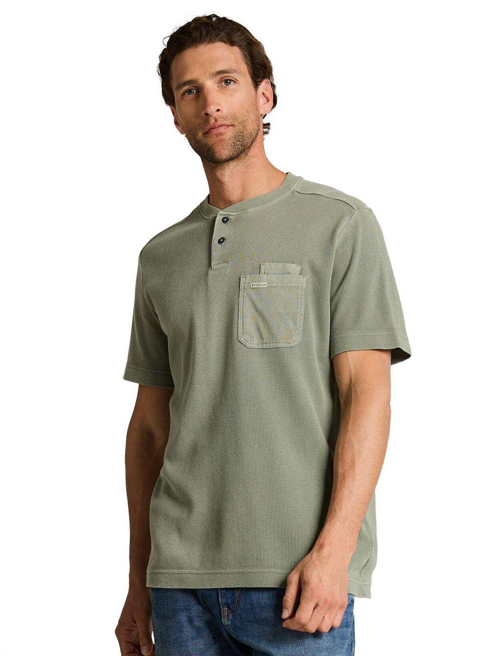 Tom Tailor Olijf Henley T-shirt met Borstzak - 1050194