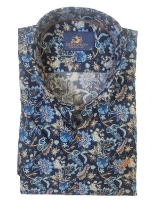 Eden Valley Blauw Gebloemd Korte mouw Overhemd -216243-37-M