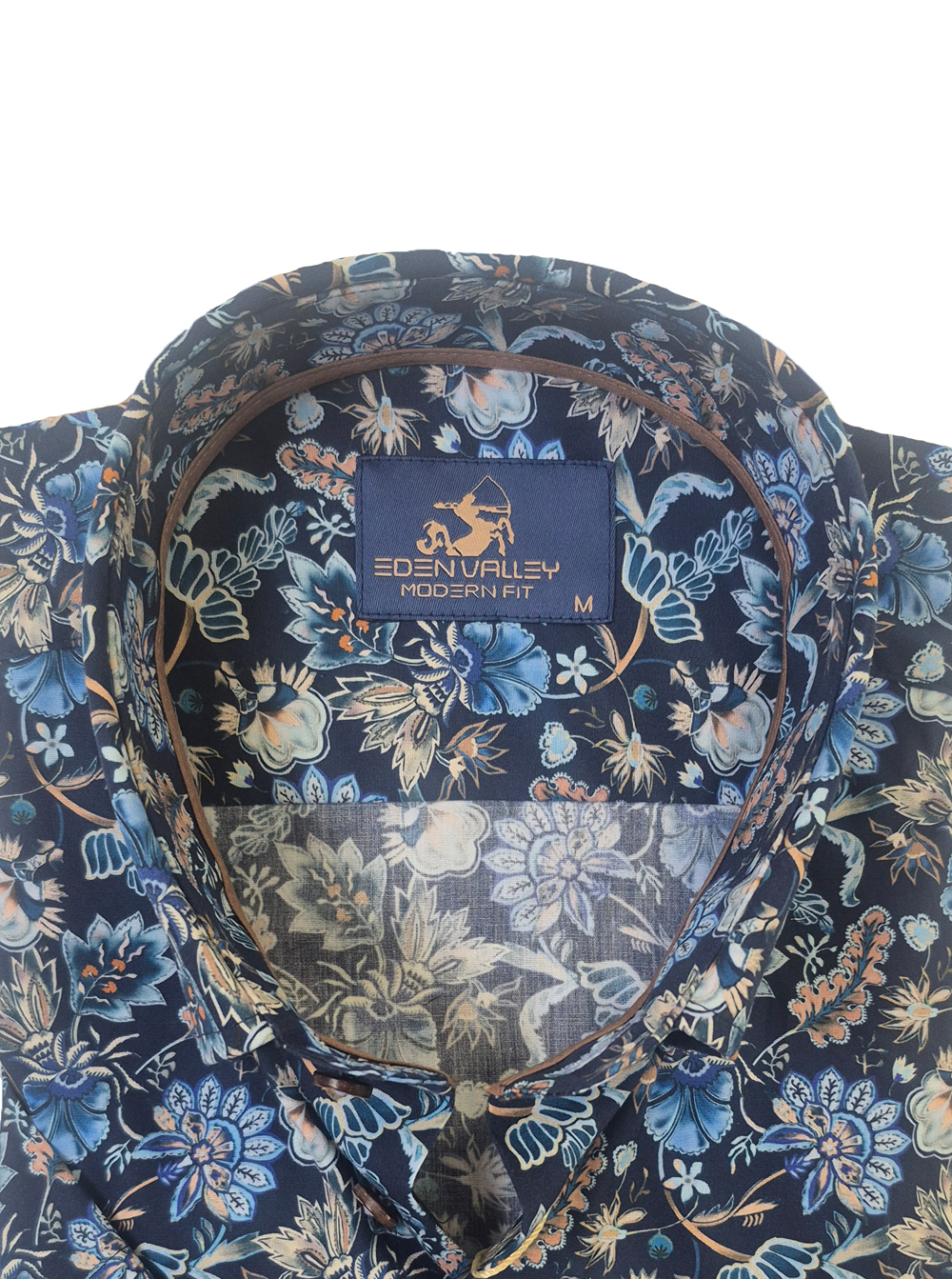 Eden Valley Blauw Gebloemd Korte mouw Overhemd -216243-37-M