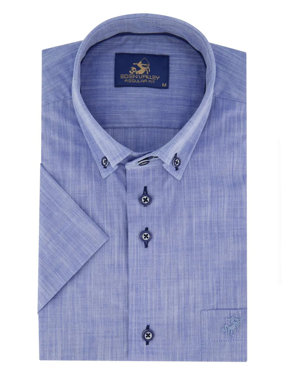 Eden valley Blauw Korte mouw Overhemd - 216194-34-M