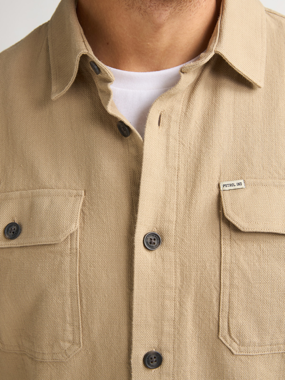 Petrol Industries Beige Overshirt - M-1060-SIL404