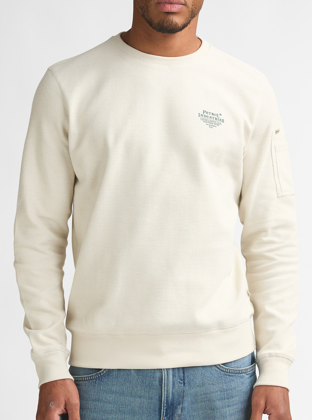 Petrol Heren Crewneck Sweater - M-1060-SWR317 Seashell