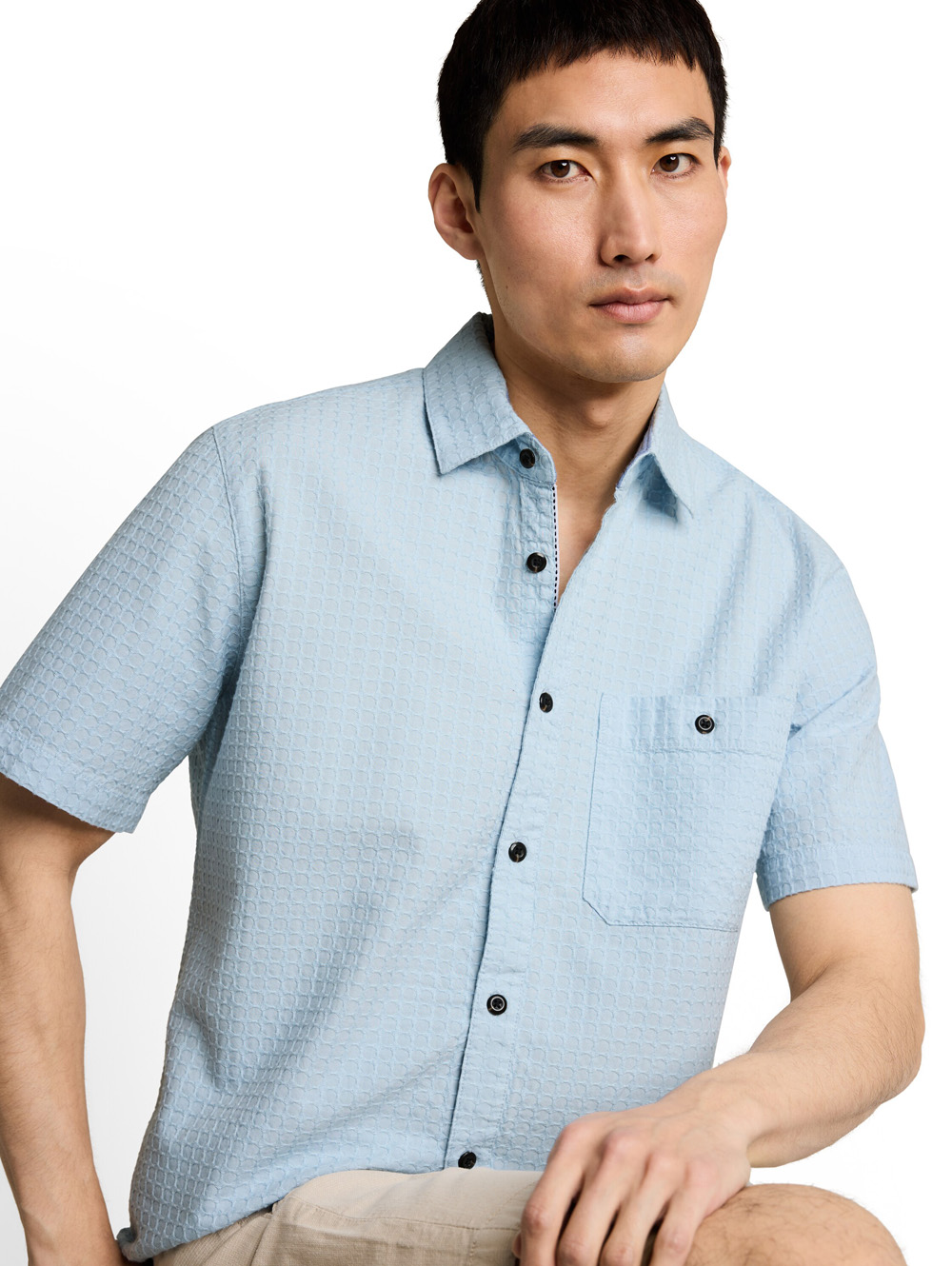 Tom Tailor Lichtblauw Jacquard Shirt - 1050941