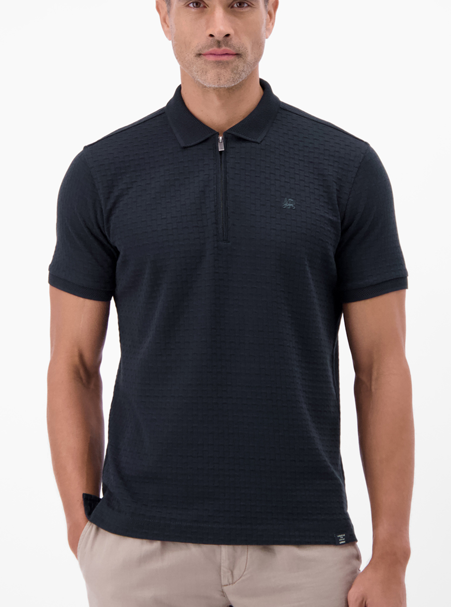 LERROS Blauwe Polo met Ritssluiting - 2633219