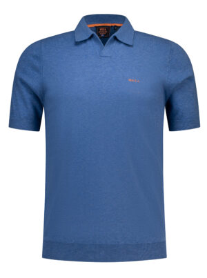 NZA Blauw Katoen-Linnen Poloshirt - 26DN188